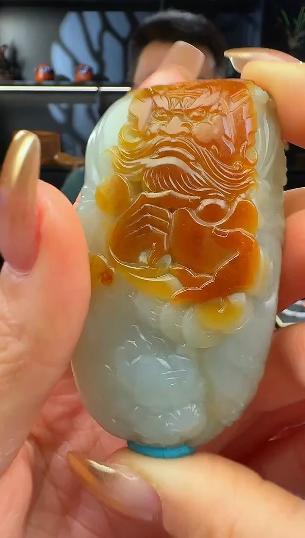 颈饰未镶嵌和田玉蓝****炼钟馗把件