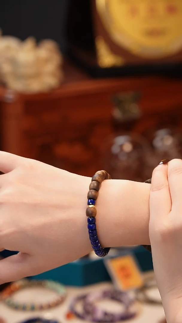 沉香手串莺歌绿棋楠单圈手串