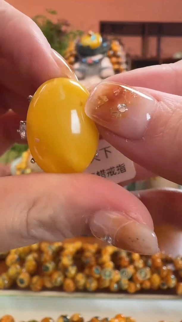 银S925镶嵌颈饰蜜蜡4544天然蜜蜡珠宝奇石假一罚十
