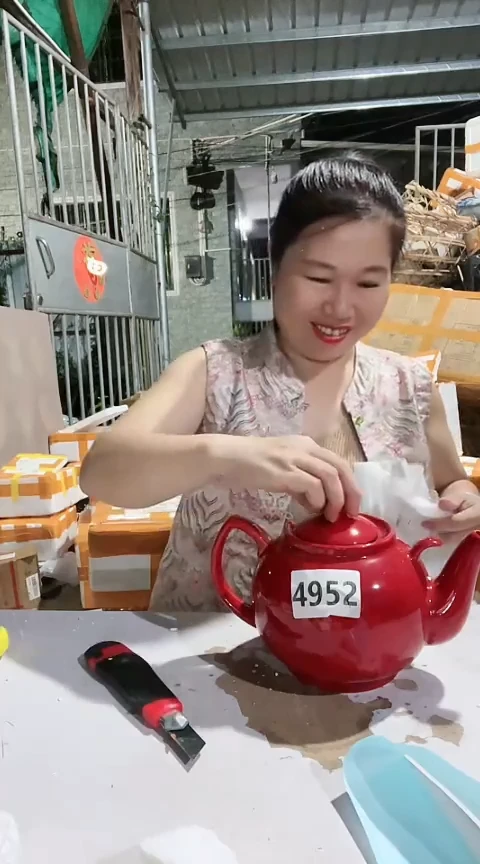 4952瑕疵红色壶不能明火
