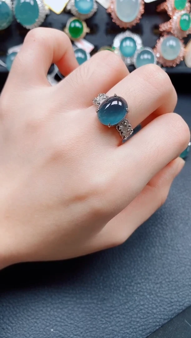 银S925镶嵌戒指翡翠翡翠