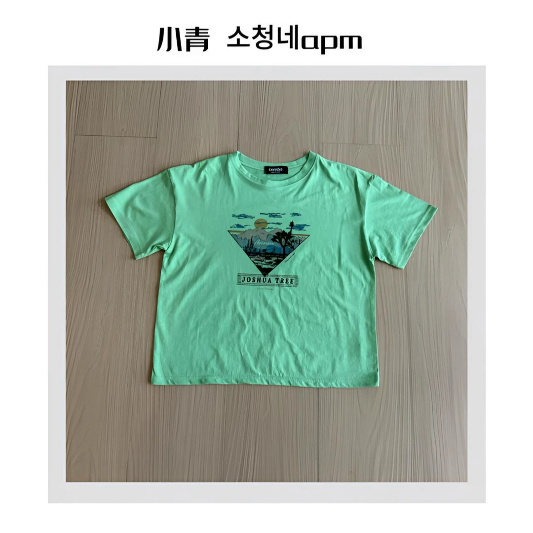 韩国东大门 COM/倒三角落日T恤