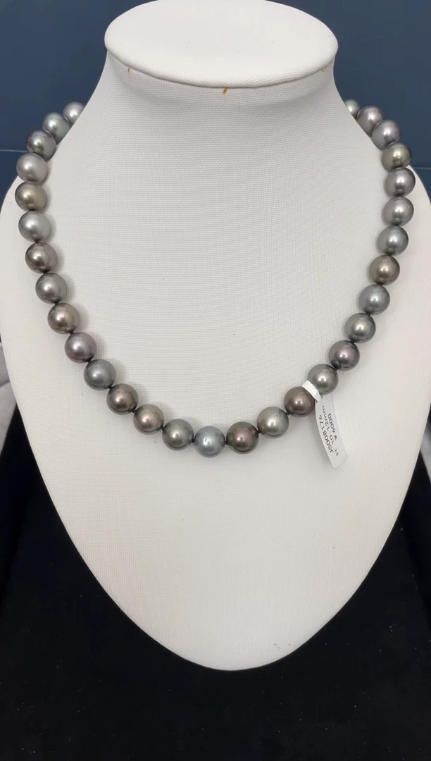 【闪购商品】海水珍珠项链银S925镶嵌大溪地10-12mm（多样性发一）