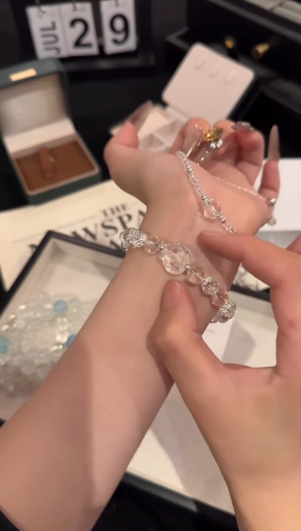 水晶手链合金白水晶套装x1085