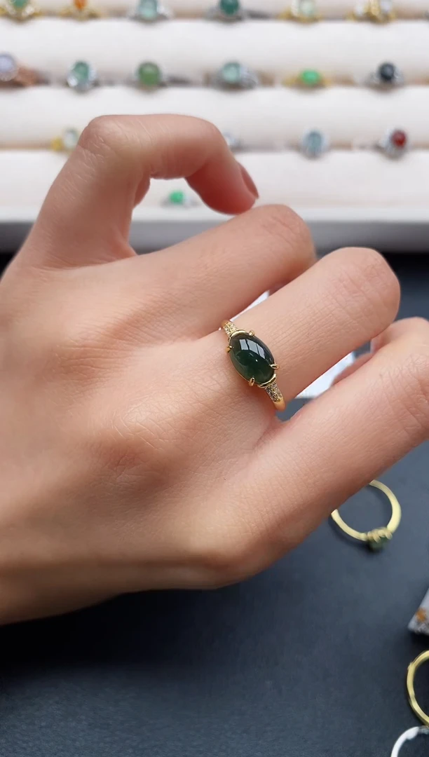 银S925镶嵌戒指翡翠55555555+7