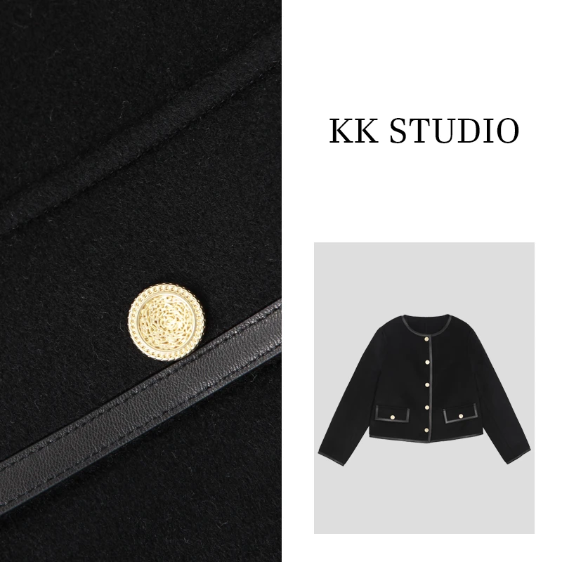 淇老板KK studio【静谧佳人】秋冬新款时尚百搭羊绒外套8715