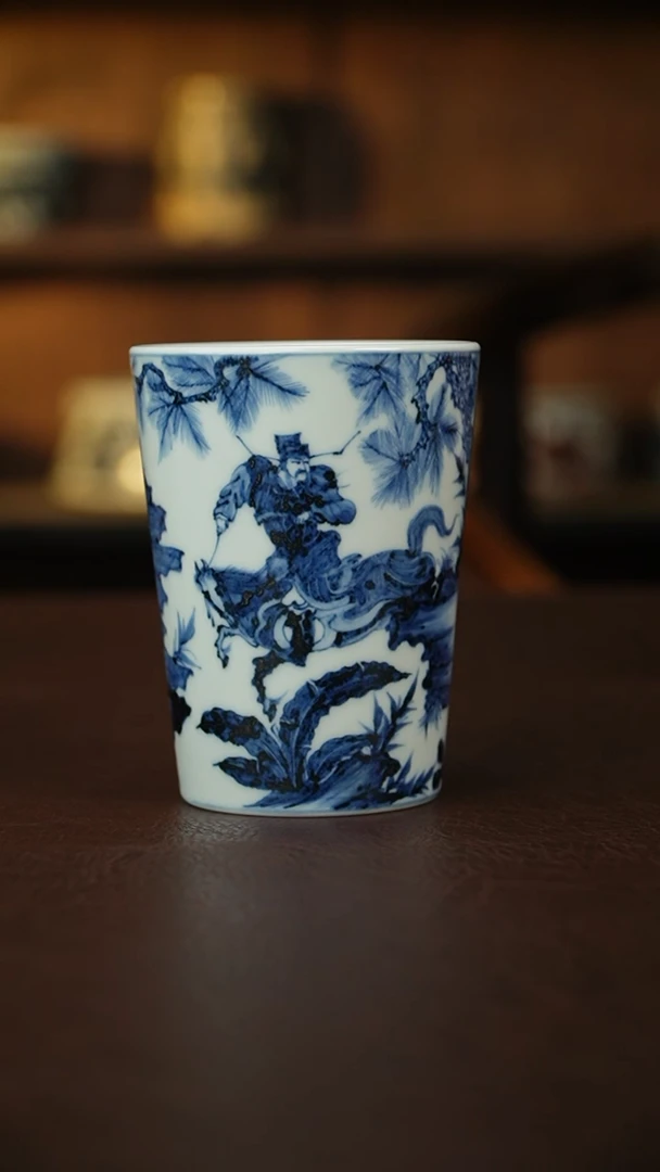 瓷片飞****e幽蓝溪堂 萧何月下追韩信可乐杯