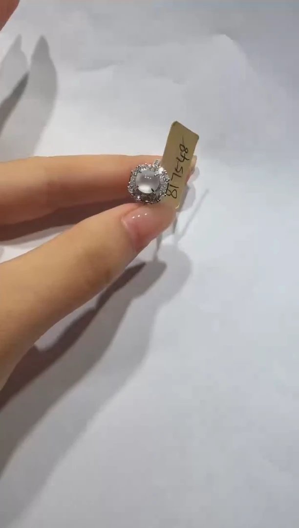 银S925镶嵌戒指翡翠缅甸A货翡翠戒指