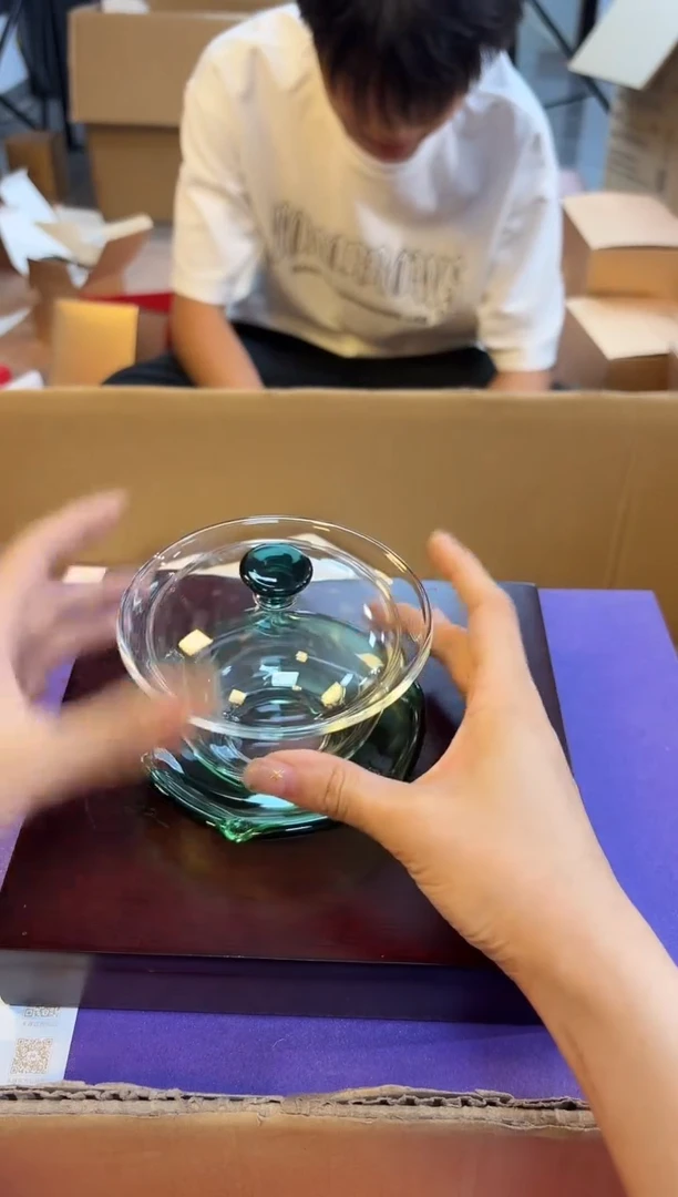 禾器荷叶盖碗墨绿
