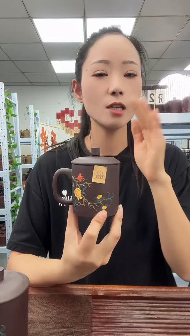 宜兴原矿紫砂全手工盖杯