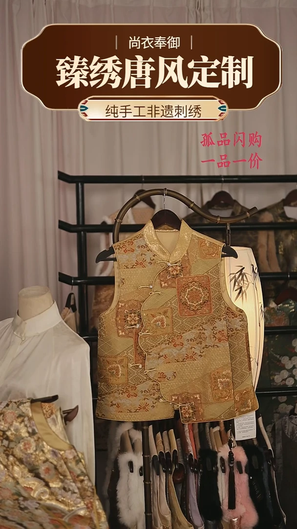 【闪购商品】织绣35.织金面老款宝象花织金马甲