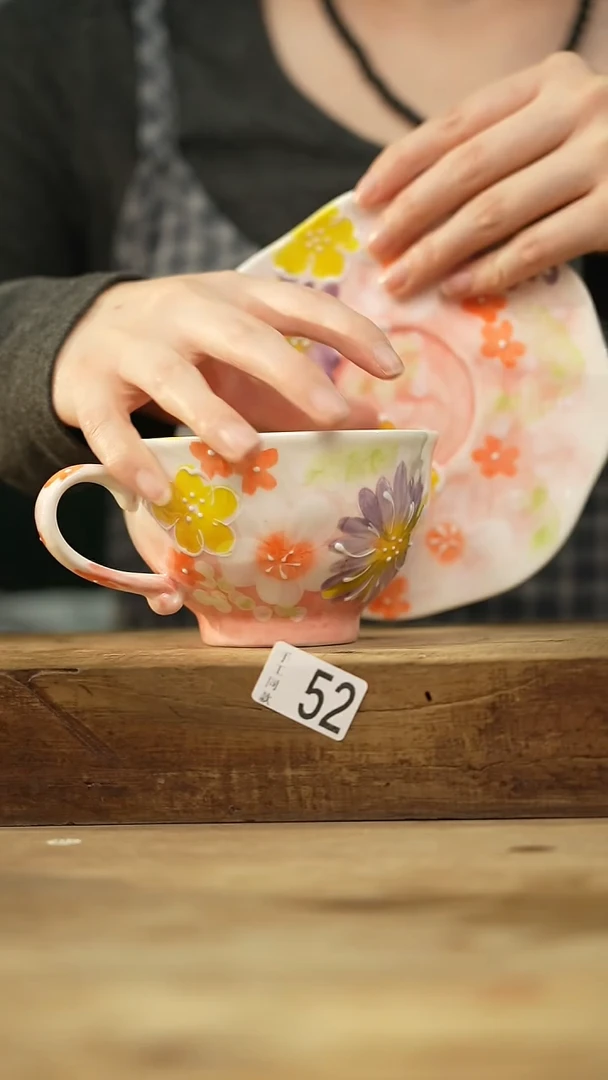 瓷片设计师手作款 手绘濑户烧咖啡杯