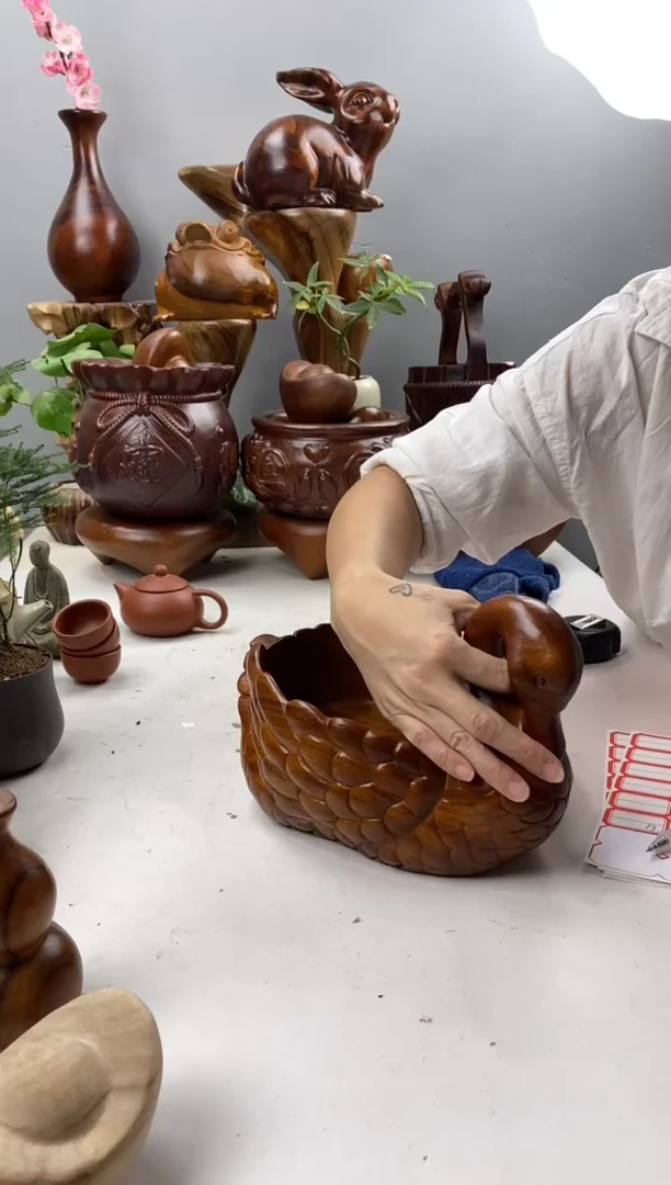 香樟木62原木香樟木天鹅盆