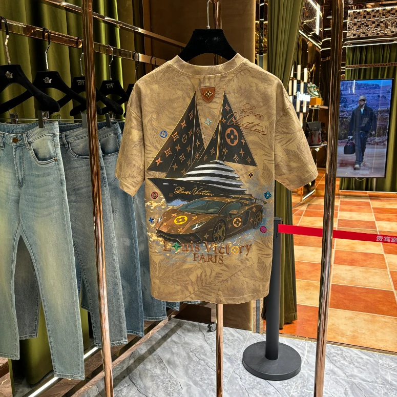 P【HZ-100%纯棉短袖】欧式老钱风重工极简至尊刺绣工艺短25425