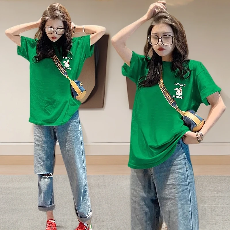 大t恤女衣服遮肚子宽松百搭女装上衣女款爆款新款洋气纯棉短袖T恤