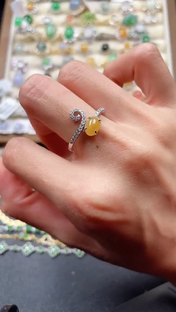 银S925镶嵌戒指翡翠124