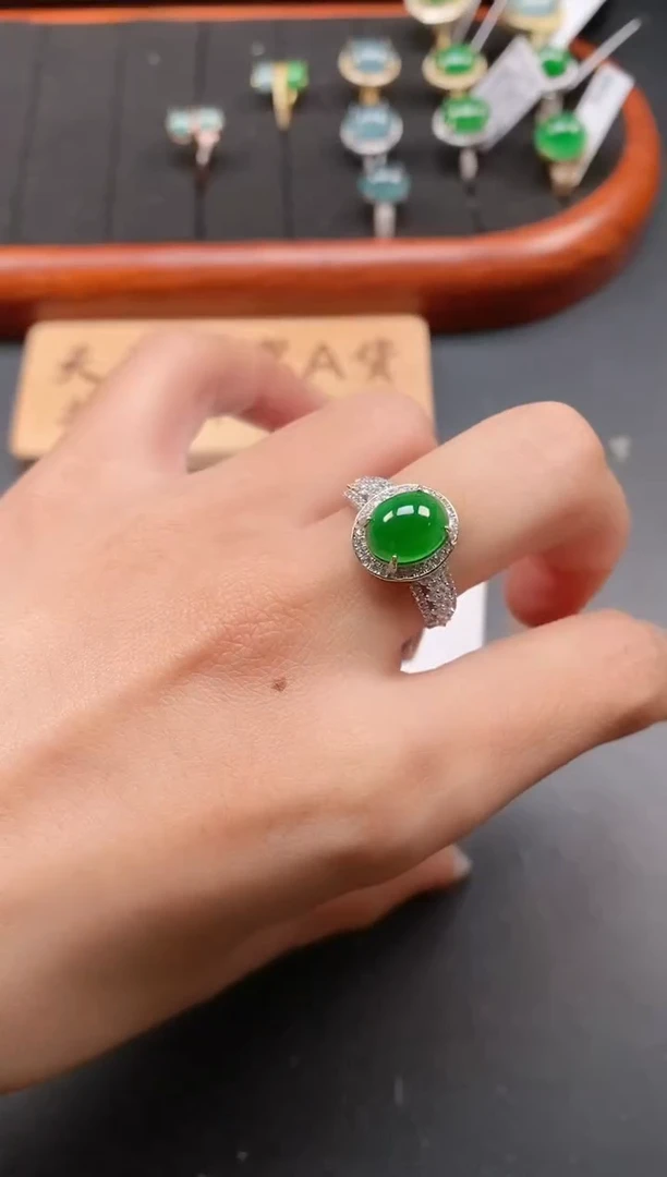 银S925镶嵌戒指翡翠111