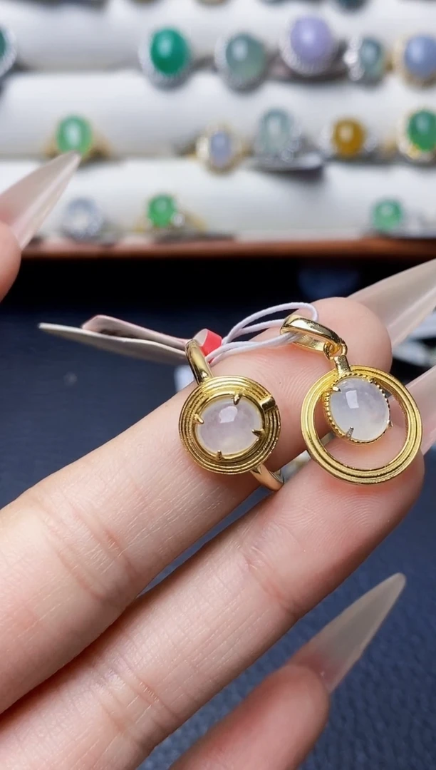 银S925镶嵌戒指翡翠4396