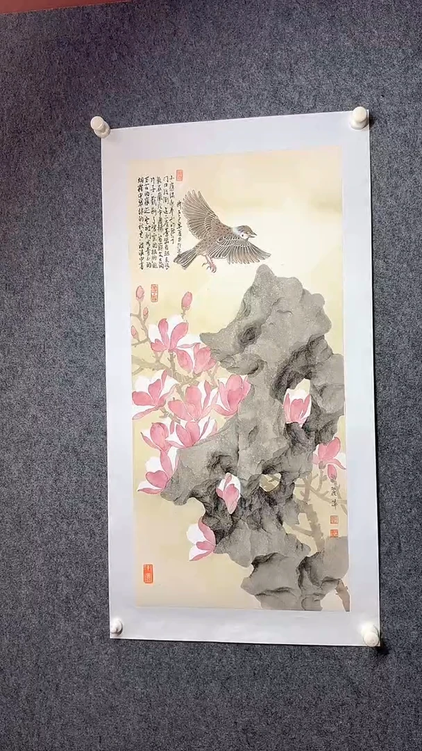 国画张老师丽萍老师绘画作品-太湖石精品花鸟作品-2平尺