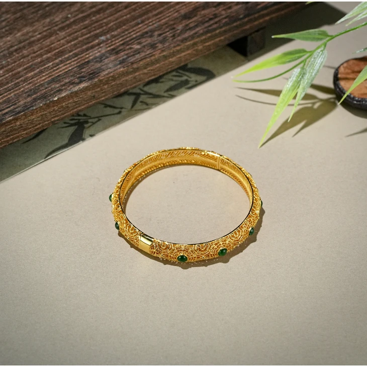 非遗花丝镶嵌翡翠手镯 YC0460836