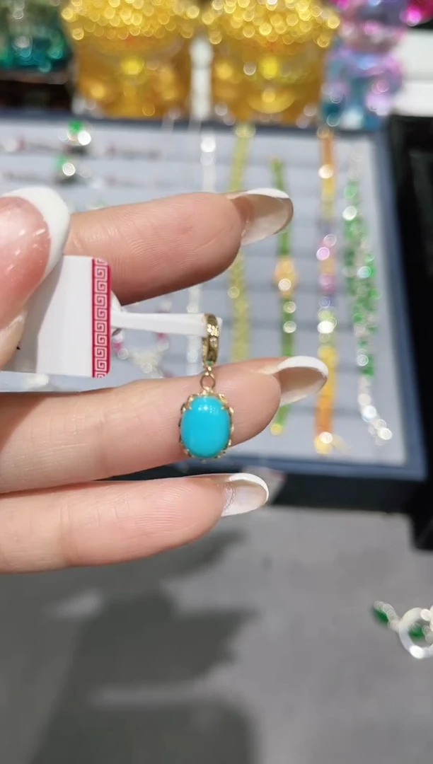 18K金镶嵌绿松石吊坠(不含链)吊坠