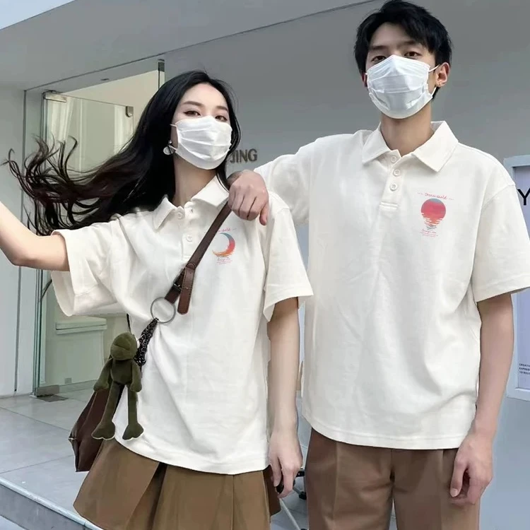 情侣装polo领t恤夏天款一男一女网红2025新款爆款潮牌高级感短袖