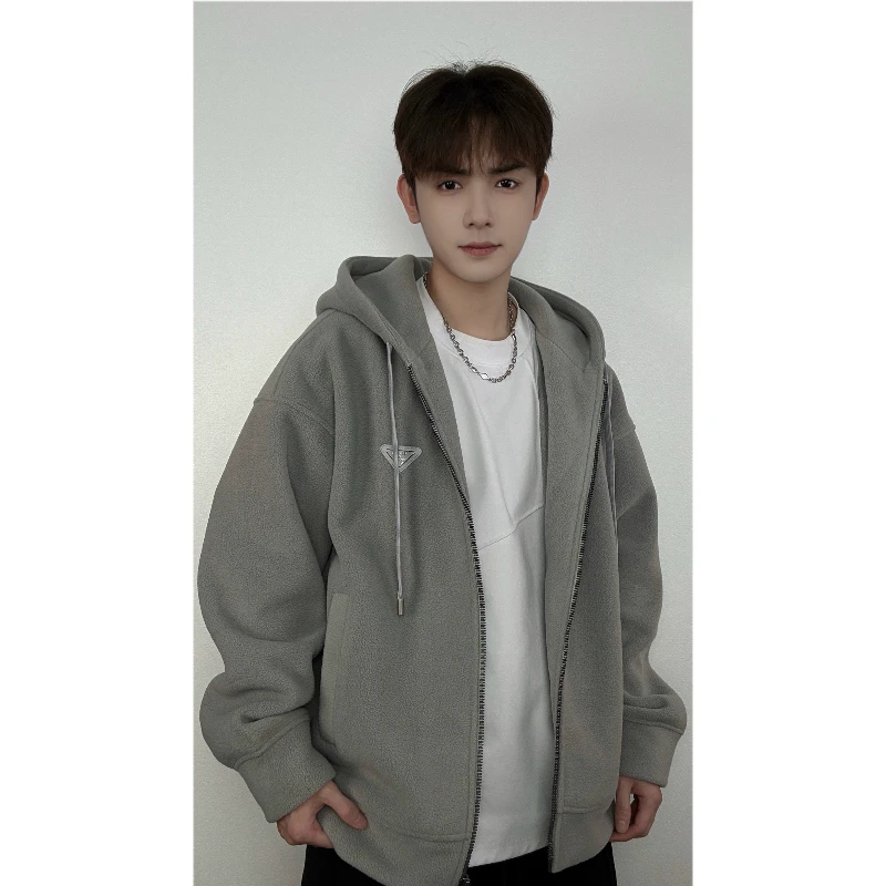 【JIUPIN】秋冬季连帽双面纳米摇粒绒卫衣外套加绒加厚百搭-W777