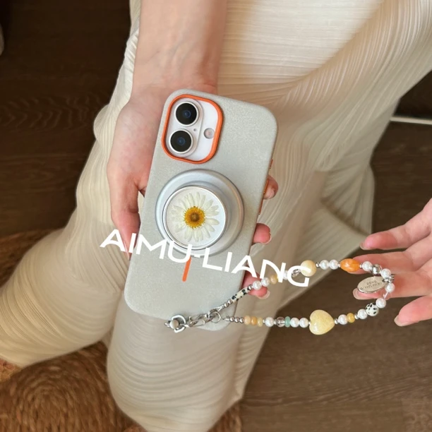 AIMU原创橘里雪泥皮壳适用苹果iPhone16promax手机壳磁吸151413