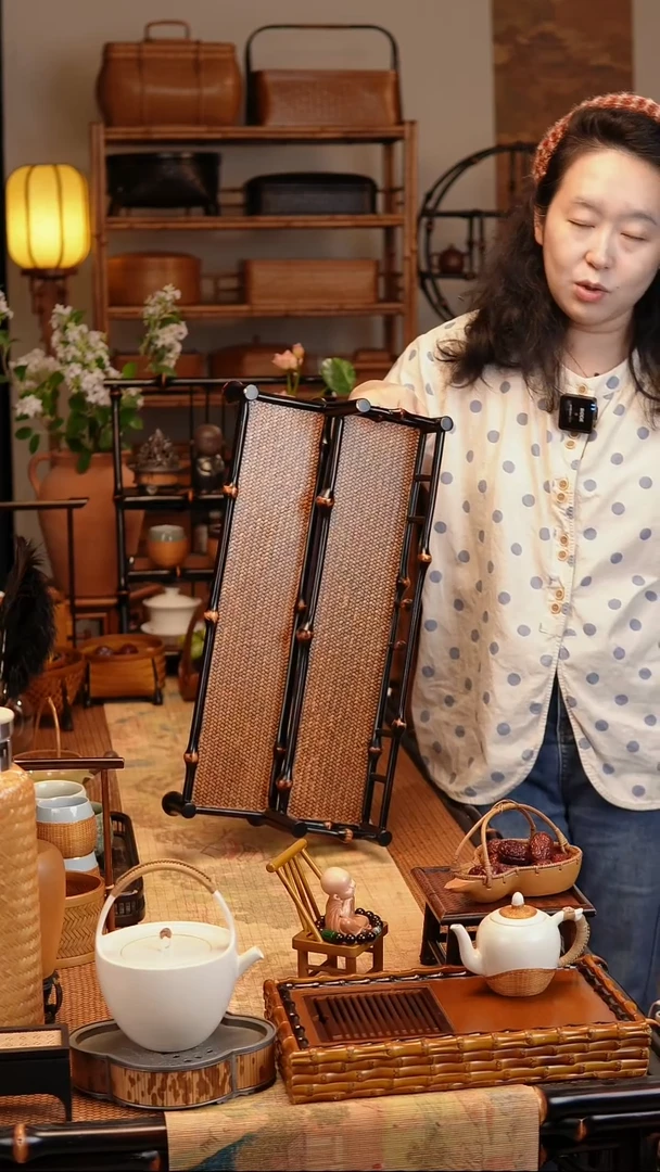 自慢】筇竹手工竹编阶梯式茶杯架
