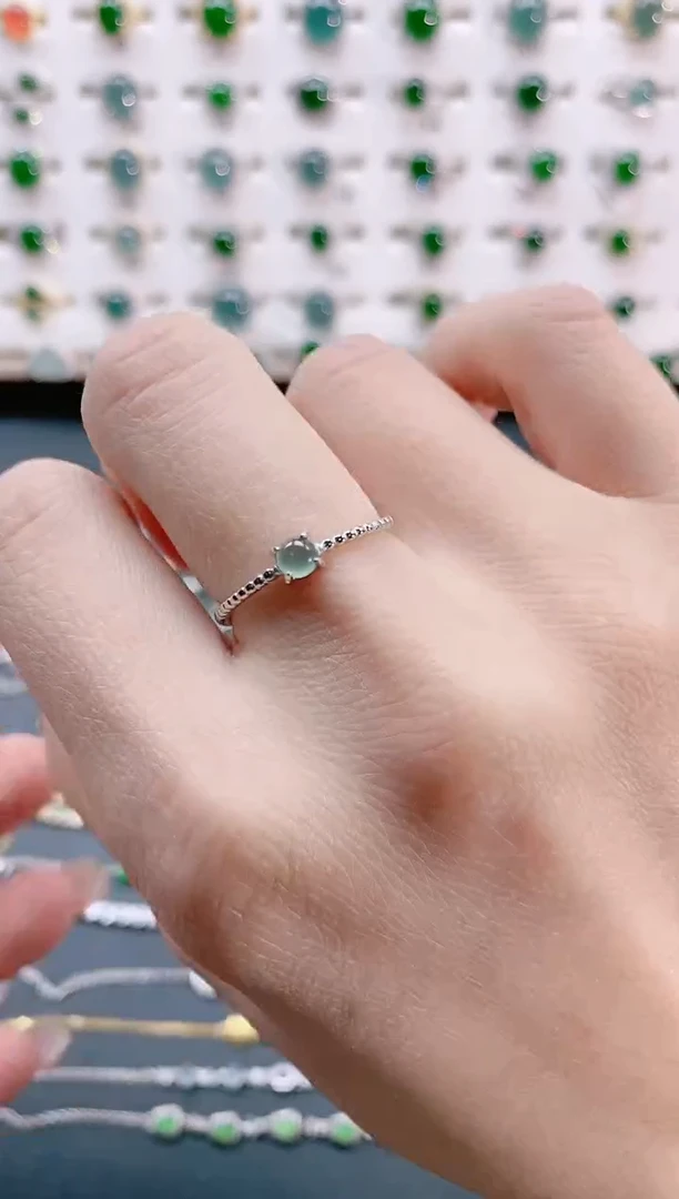 【闪购商品】翡翠戒指银S925镶嵌天然翡翠