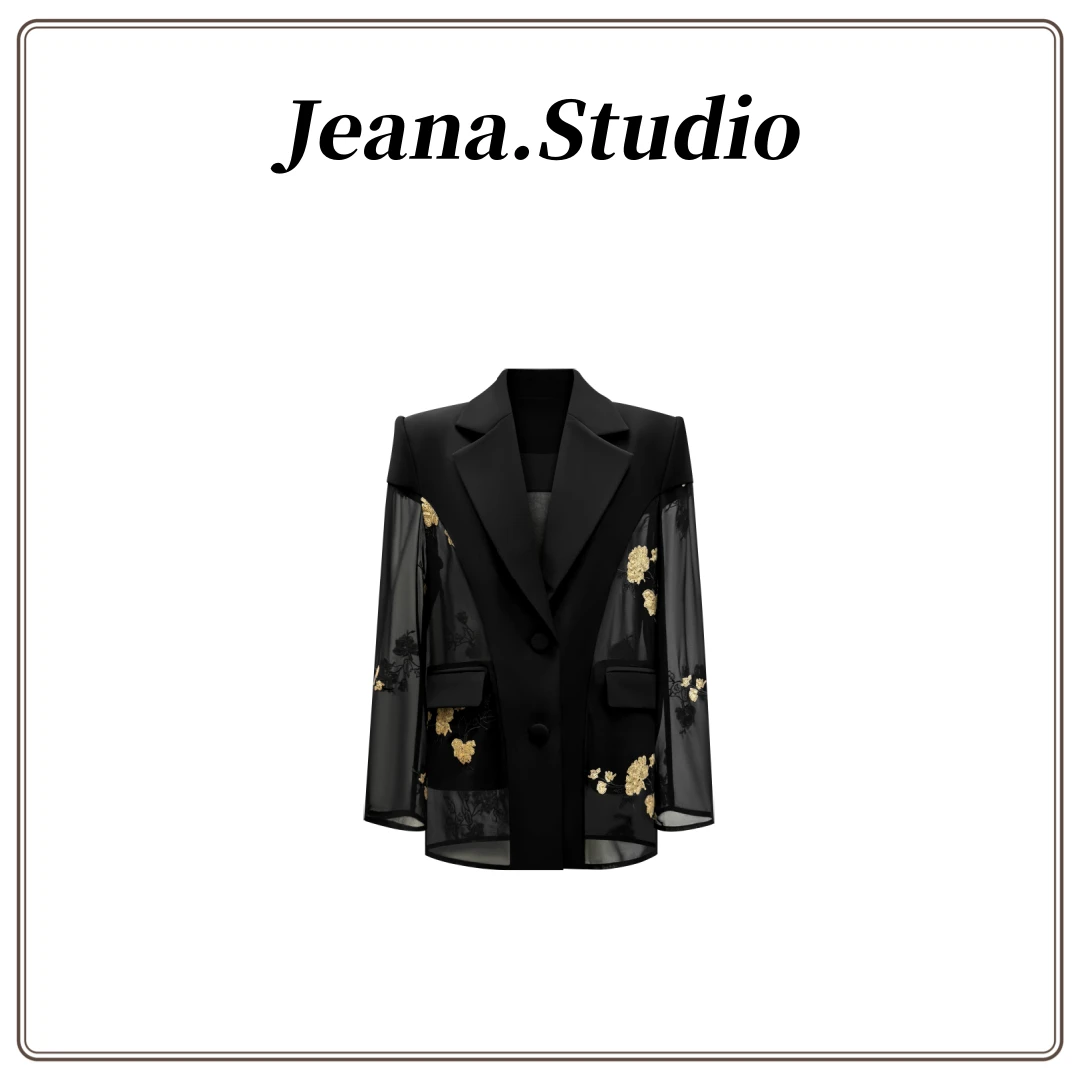 【Jeana.Studio】原创设计黑金刺绣玫瑰夫人西装外套