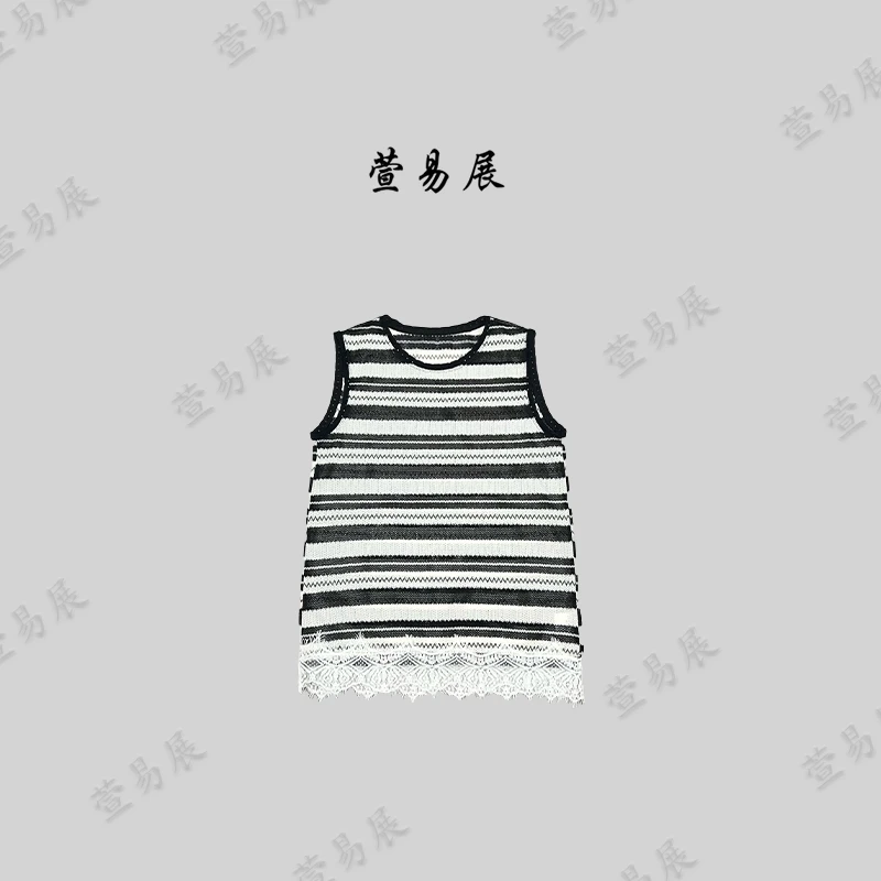 萱易展-“墨莉”法式松弛波西米亚风度假休闲流苏蕾丝无袖上衣-7731