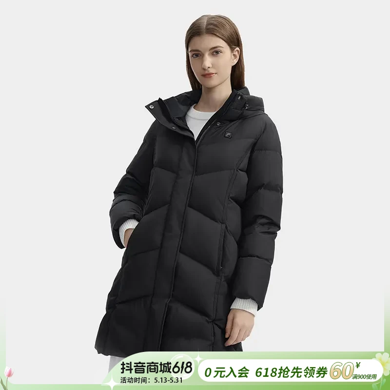 Fila/斐乐冬季新款女士百搭简约舒适保暖中长款羽绒服F11W443903F