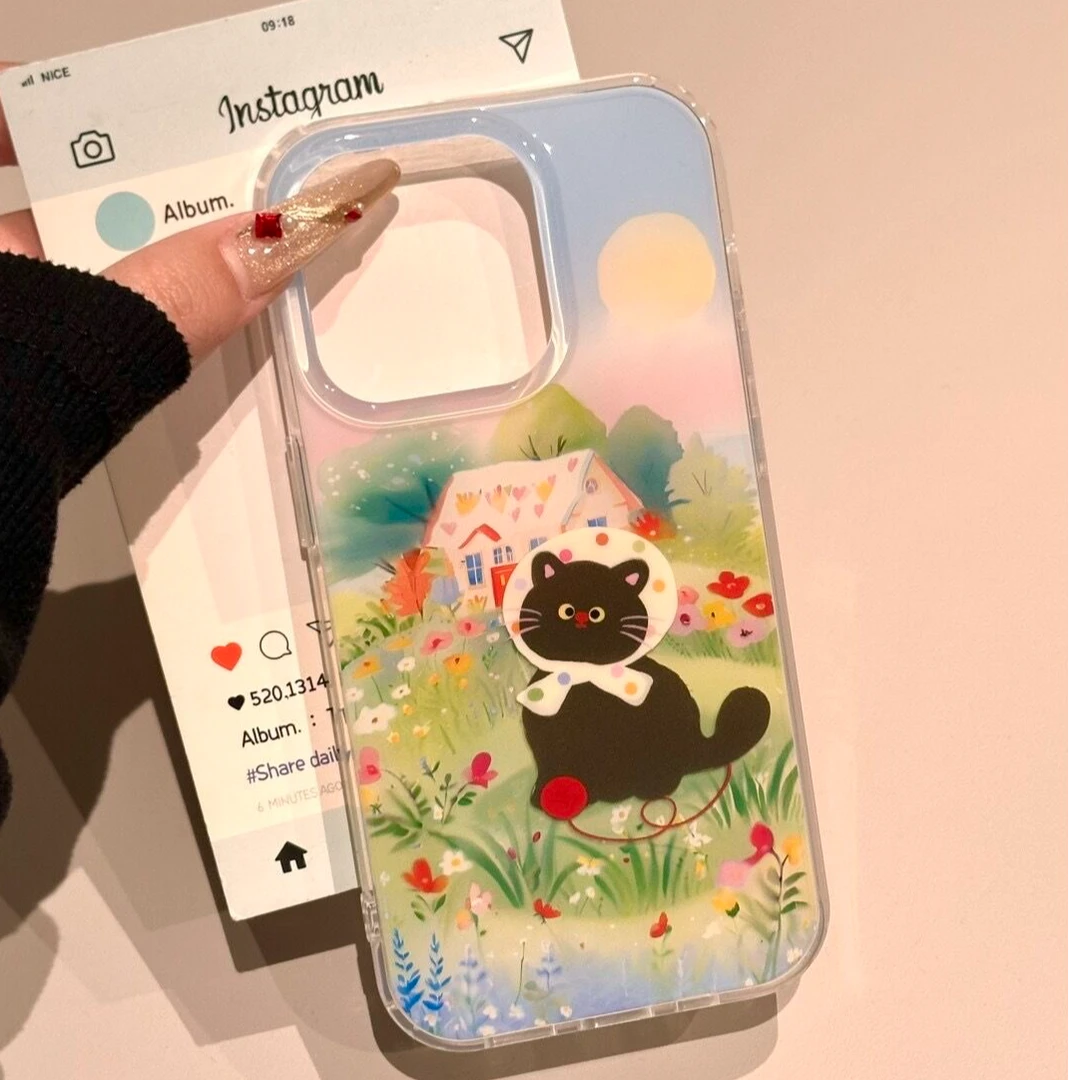 田园猫适用苹果华为vivo小米oppo女iphone15/16/14手机壳
