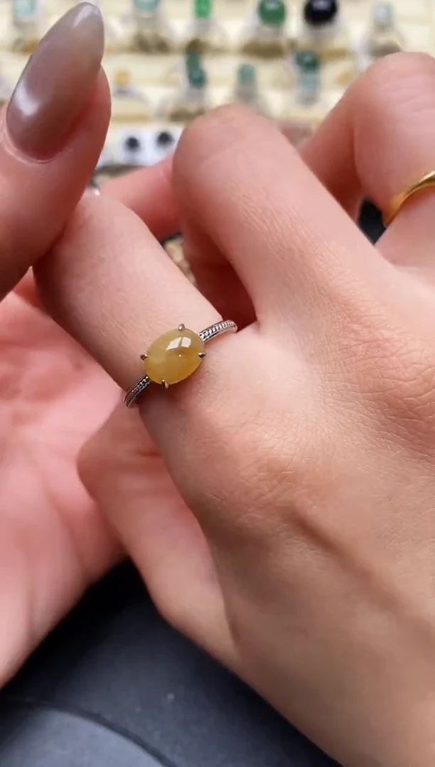 【闪购商品】翡翠戒指银S925镶嵌缅甸翡翠2   3+7