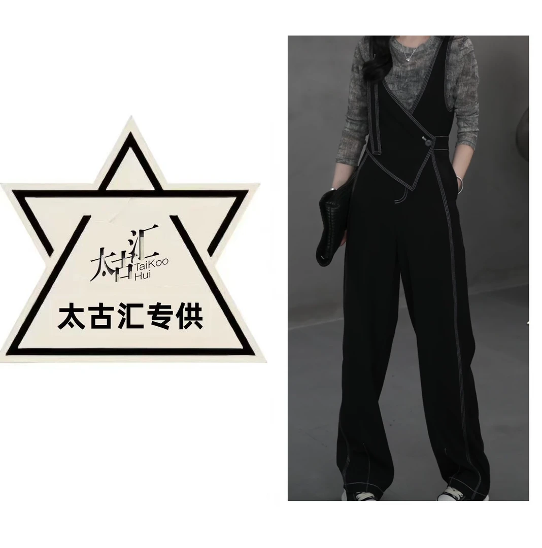 时尚重工设计师双肩带酷飒风纯色显瘦连体裤休闲裤裤子
