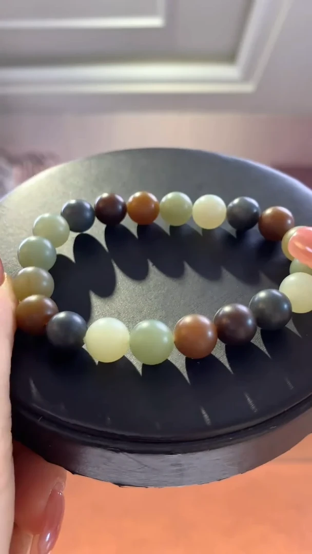 【闪购商品】和田玉珠串未镶嵌糖多宝单圈10mm