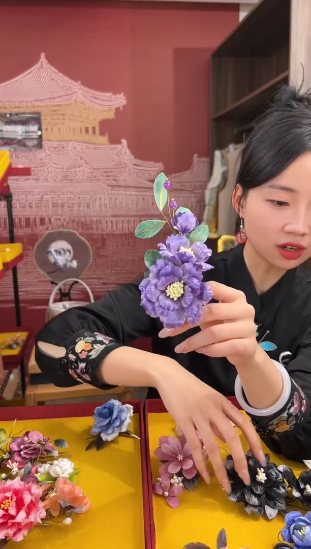 【闪购商品】刺绣非遗绒花（发饰）