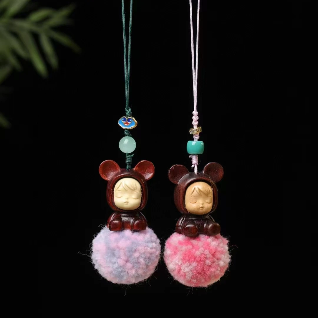 睡娃娃猫猫球可爱手机挂件摆件摇滚精美网红高级古风