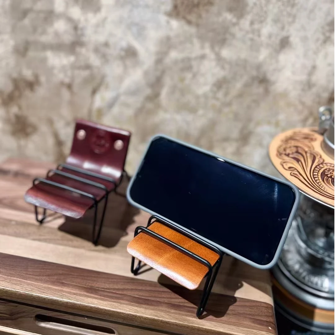 老友皮皮 手工头层牛皮手机支架