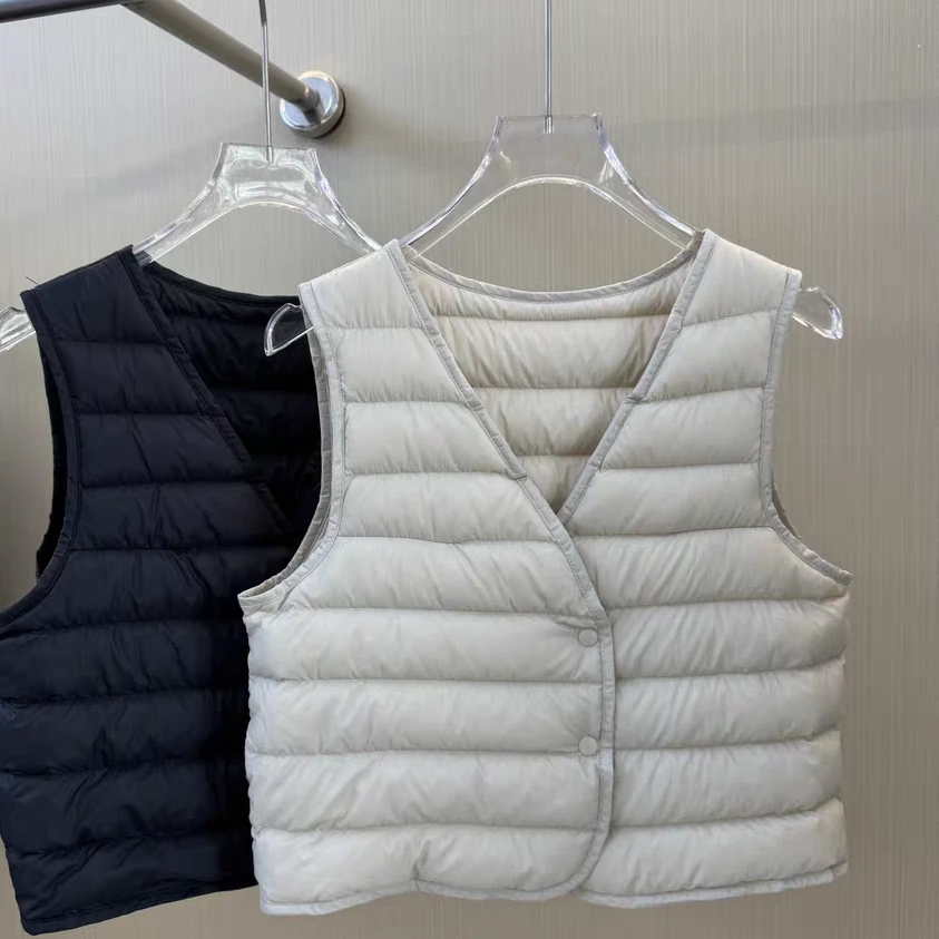 马夹短款轻薄V领棉马甲背心女2025冬新款大衣内搭保暖背心小个子