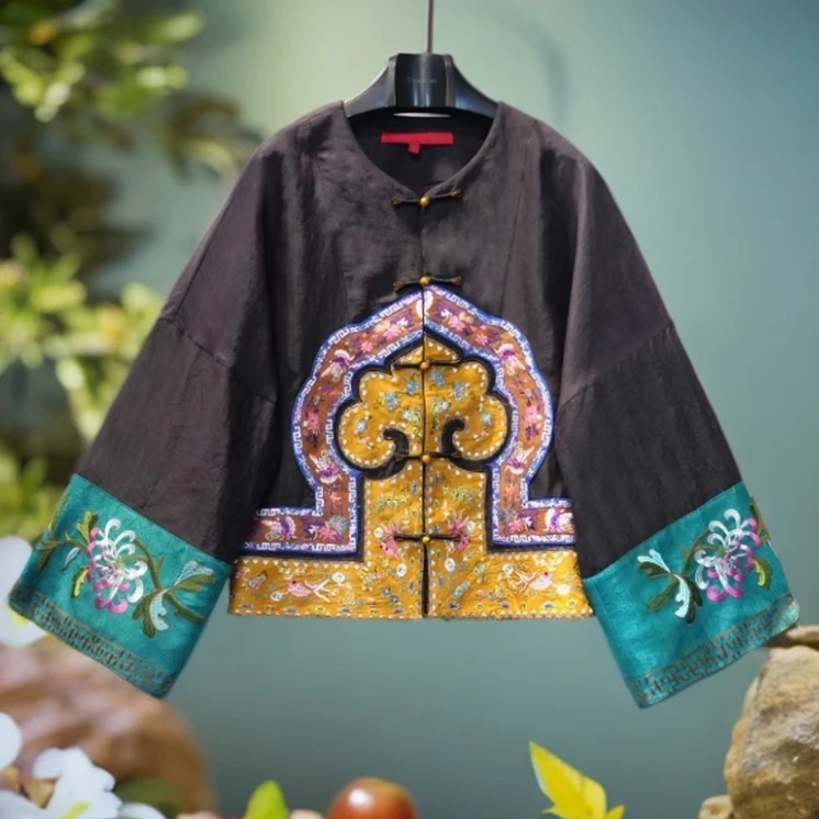 【娇娇美娇】娑尔香云纱云头刺绣短外套SI3SV03359