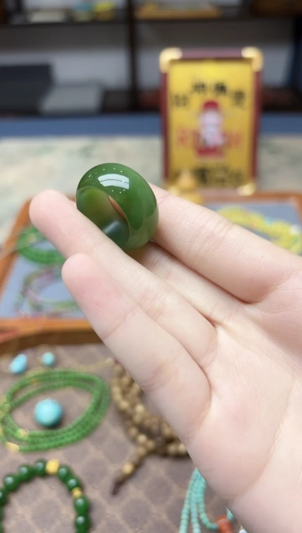 未镶嵌戒指和田玉碧玉戒指15#XEZB