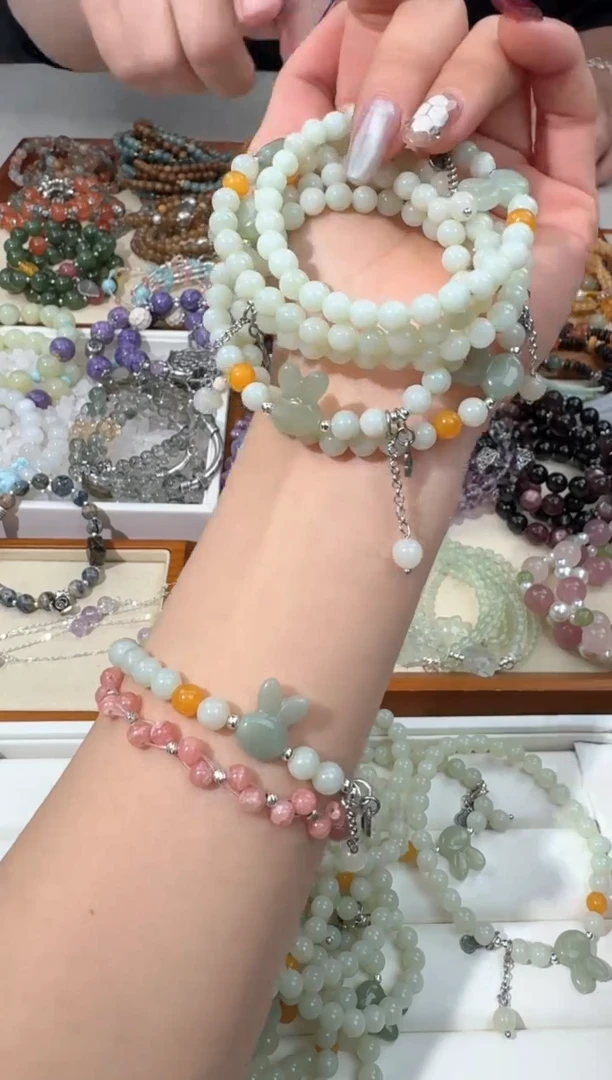 【闪购商品】和田玉手链银S925镶嵌B002和田玉兔子款