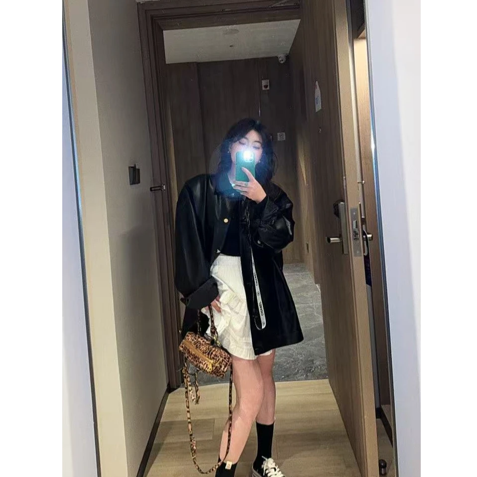 M家【炸场私服皮衣~无同款】高级黑皮衣外套