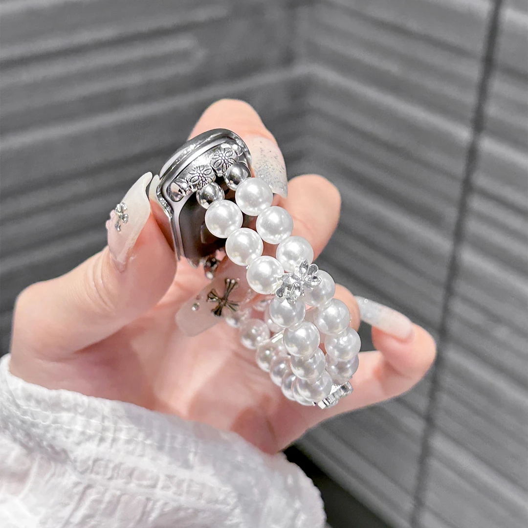 【珍珠花朵】适用于小米手环10新款双排珍珠9弹力绳高级感女8透气夏