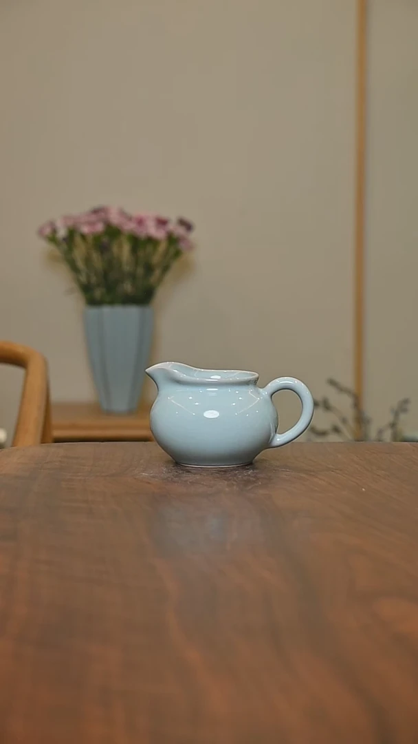 圆公道 天青 微瑕 朱家汝窑款