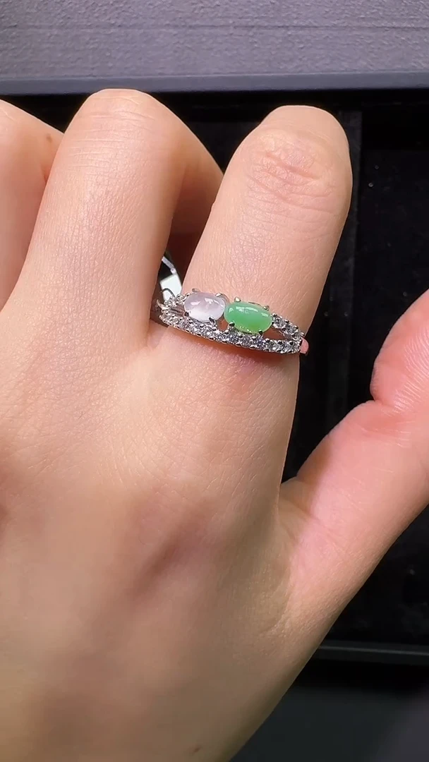 银S925镶嵌戒指翡翠戒指17