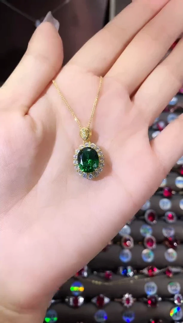 吊坠(赠链)银S925镶嵌碧玺810金色