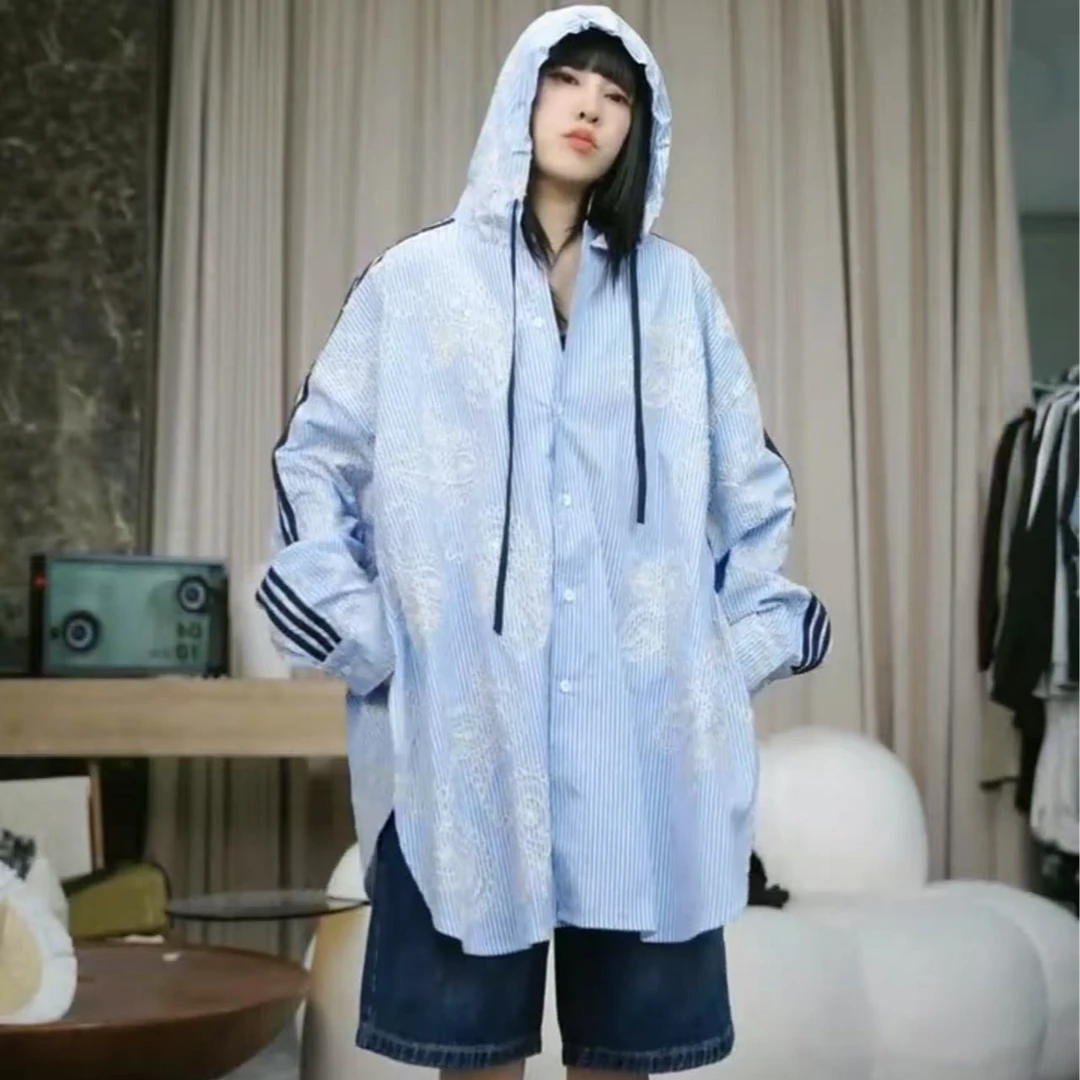 infobyfive2025夏季新款抽绳腰果花长袖连帽防嗮衬衫NF0502126